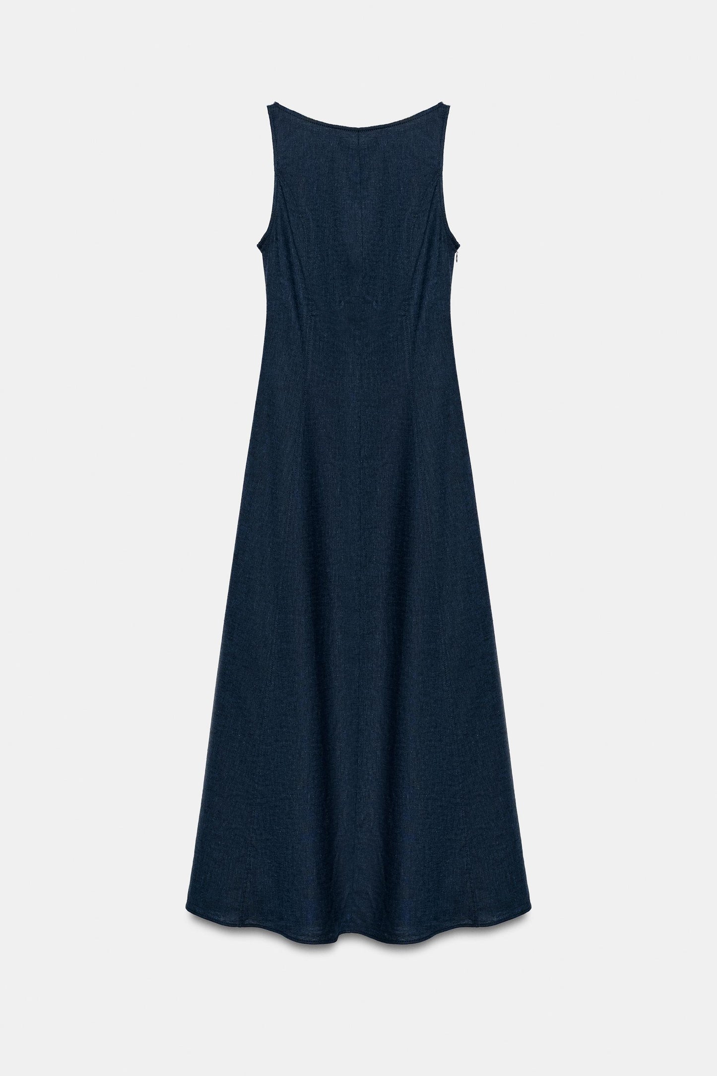 VESTIDO MIDI CON LINO ESPALDA DESCUBIERTA