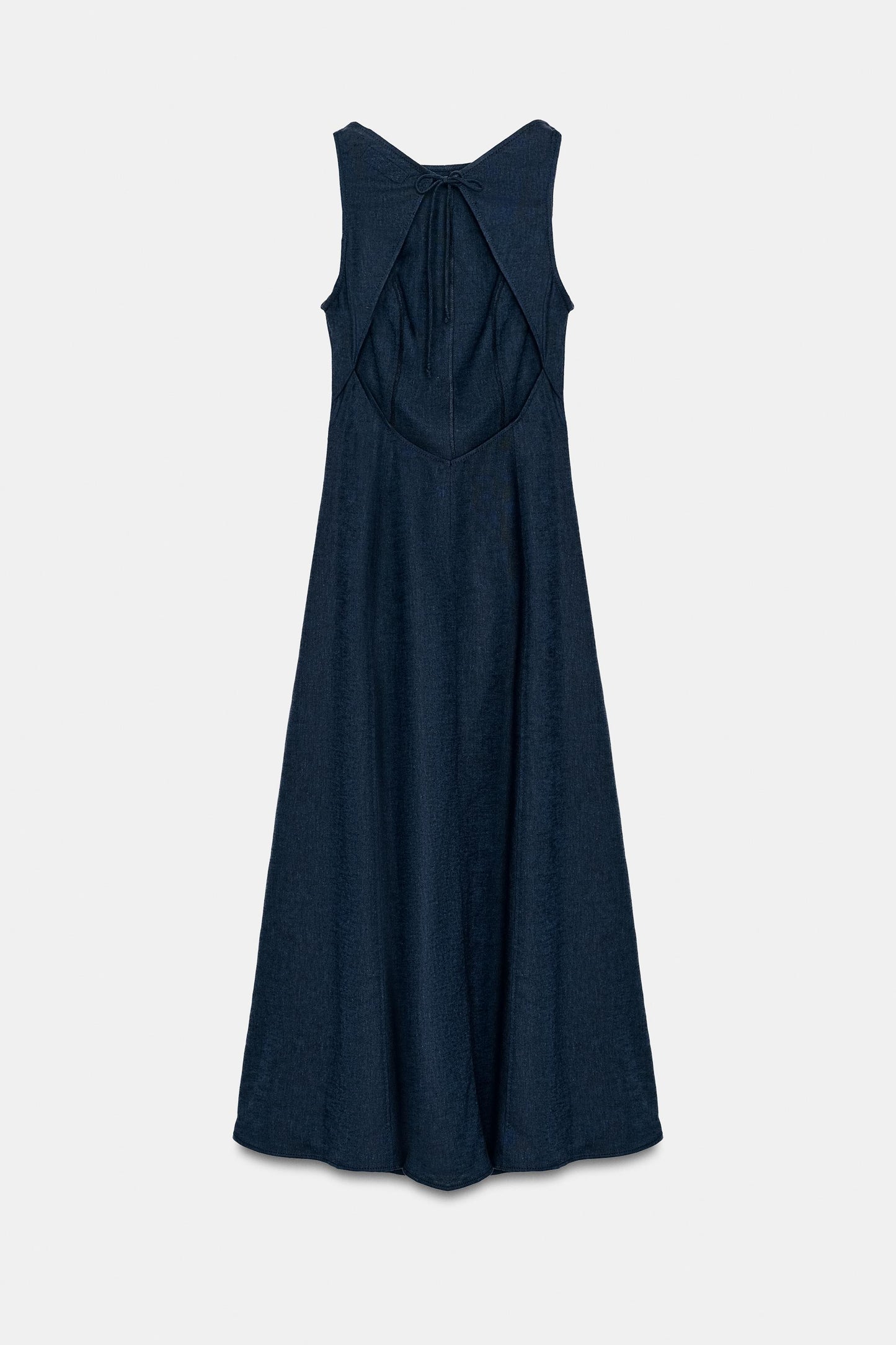 VESTIDO MIDI CON LINO ESPALDA DESCUBIERTA