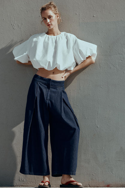 JEANS CULOTTE TIRO ALTO PINZAS