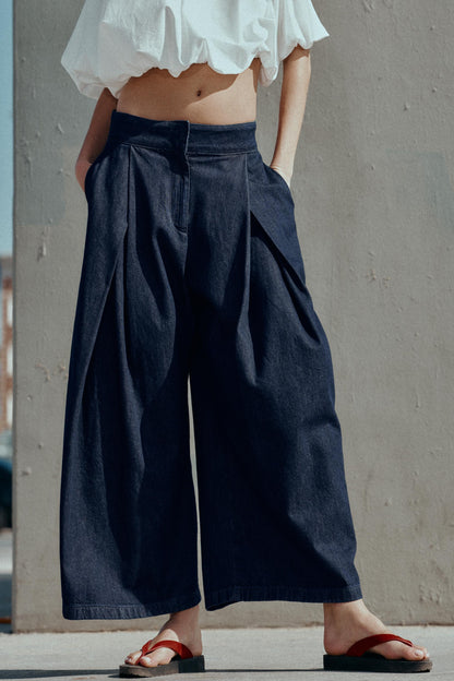 JEANS CULOTTE TIRO ALTO PINZAS
