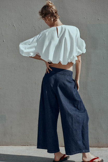 JEANS CULOTTE TIRO ALTO PINZAS