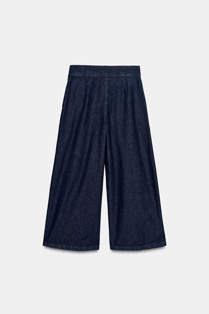 JEANS CULOTTE TIRO ALTO PINZAS